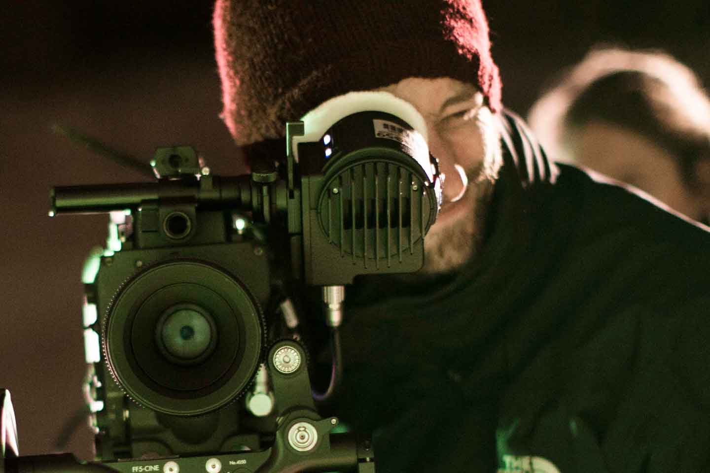 Director of Photography Chris Jones looking into Camera Behind the Scenes Film Production