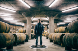 Chris Jones in a wine cellar in Slovenia