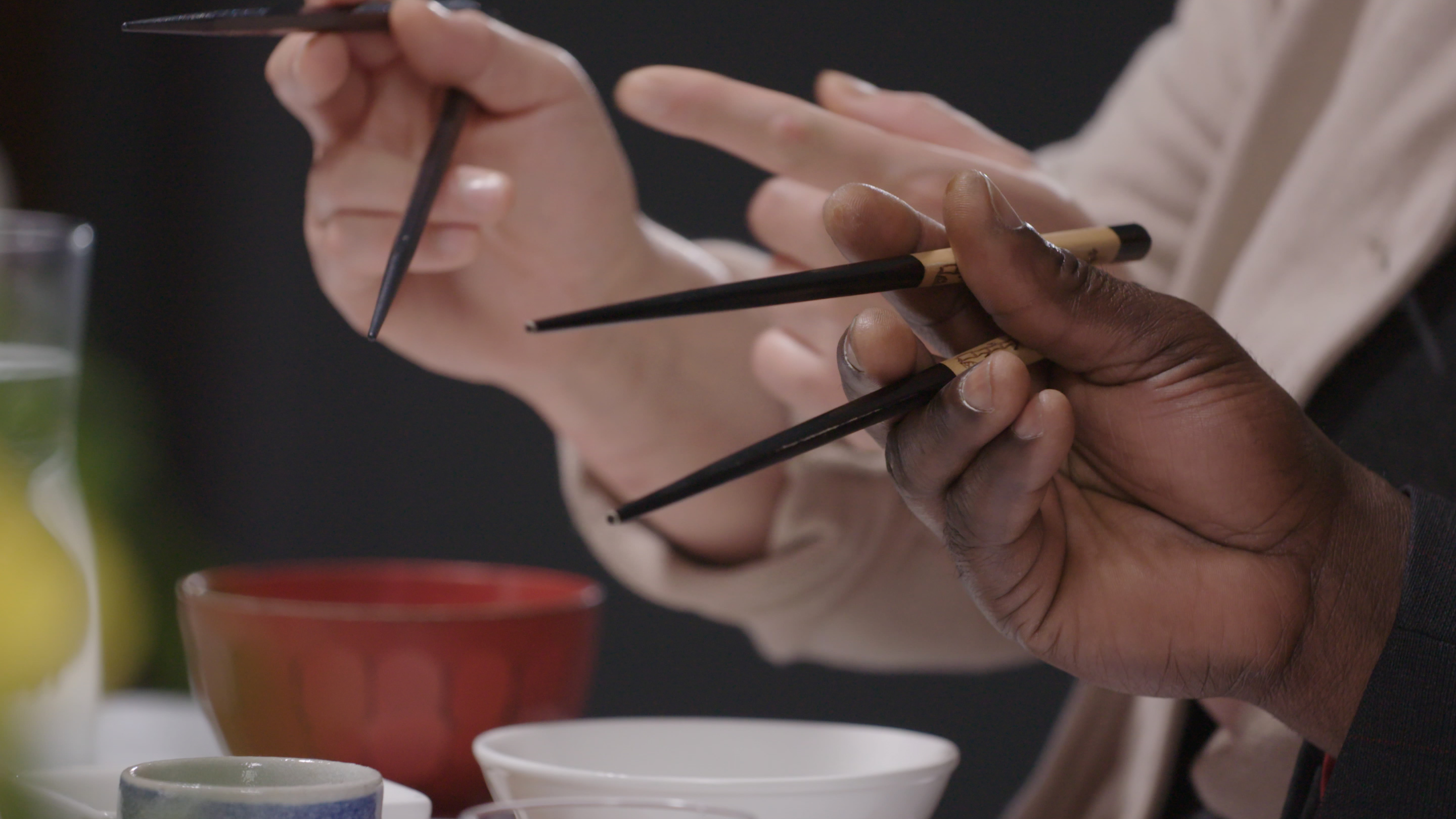 Hands holding Chopsticks BBC Ideas Video Production