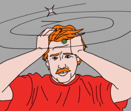 illustration of a confused looking man