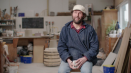 Artist Roop Johnstone in his studio