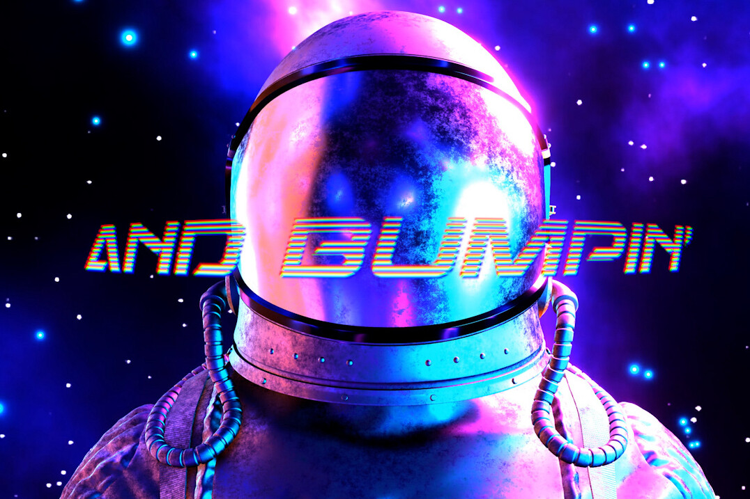 a trippy neon astronaut