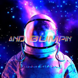 a trippy neon astronaut