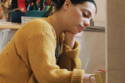 Rosie Race at work in her studio