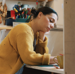 Rosie Race at work in her studio